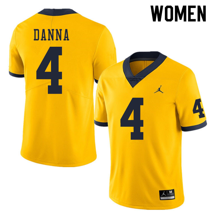 Women #4 Michael Danna Michigan Wolverines College Football Jerseys Sale-Yellow